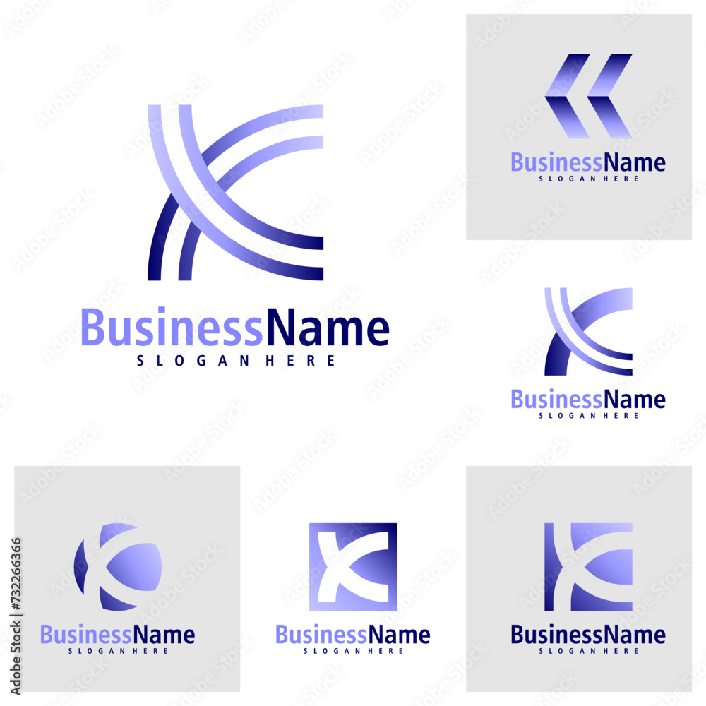 Fototapeta premium Set of Letter K logo design vector. Creative Initial K logo concepts template