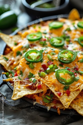 Wallpaper Mural Plate filled with nachos, cheese, and jalapeno peppers Torontodigital.ca