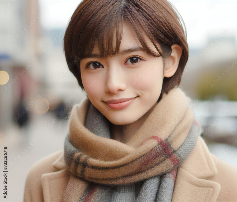 冬支度の美少女 冬支度の美少女