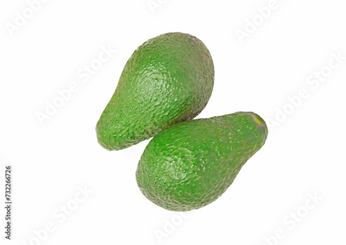 Whole avocado fruit  isolated on white background.