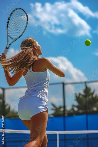 A young female engaged in a tennis match on a bright day © Emanuel