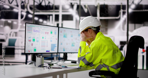 Fotografía Unhappy Engineer Operator Using SCADA System