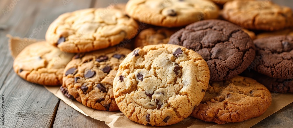 The table is adorned with a wide array of cookies, representing various recipes, cuisines, and baked goods, enticing as finger food with diverse ingredients and gluten preferences. The table is adorned with a wide array of cookies, representing various recipes, cuisines, and baked goods, enticing as finger food with diverse ingredients and gluten preferences.