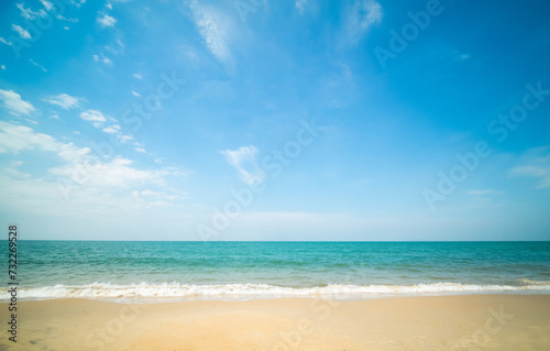 Beautiful horizon Landscape summer panorama front view point tropical sea beach white sand clean and blue sky background calm Nature ocean Beautiful  wave water travel at Sai Kaew Beach thailand © Singh