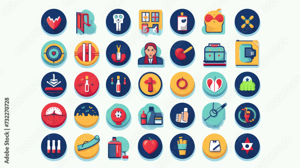 Set of Medicine and Health flat icons on a white background Set of Medicine and Health flat icons on a white background