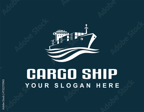 cargo ocean ship vector illustration shipping logo template	