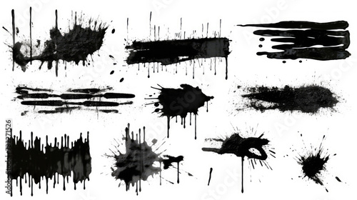 Collection of black paintbrush. Spray Paint Elements brush