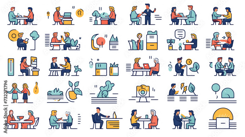 Business presentation icon set Business presentation icon set