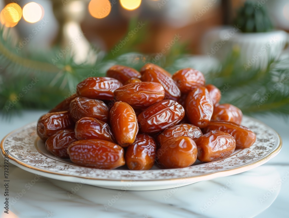 dried dates fruit on white plate dried dates fruit on white plate
