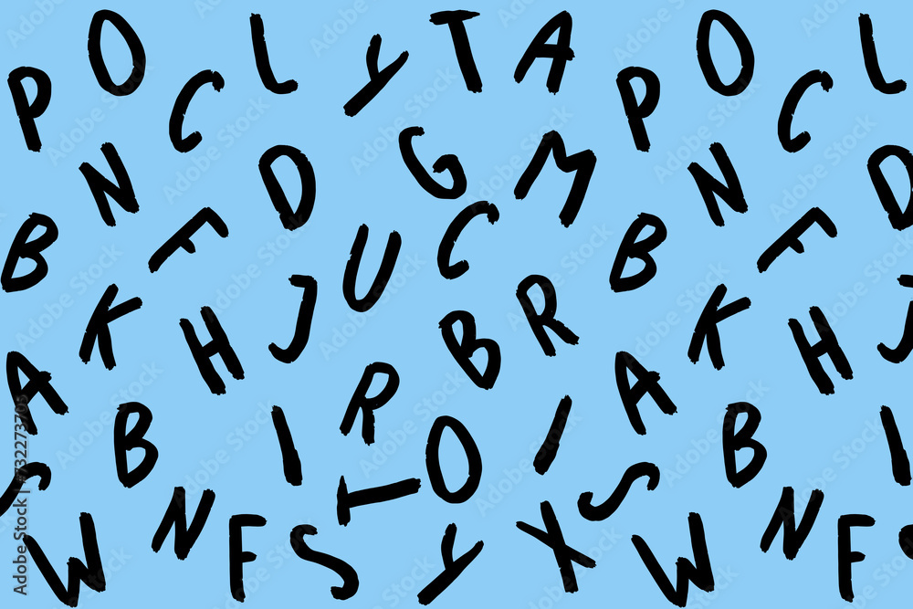 template with the image of keyboard symbols. set of letters. Surface template. pastel blue background. Horizontal image. template with the image of keyboard symbols. set of letters. Surface template. pastel blue background. Horizontal image.