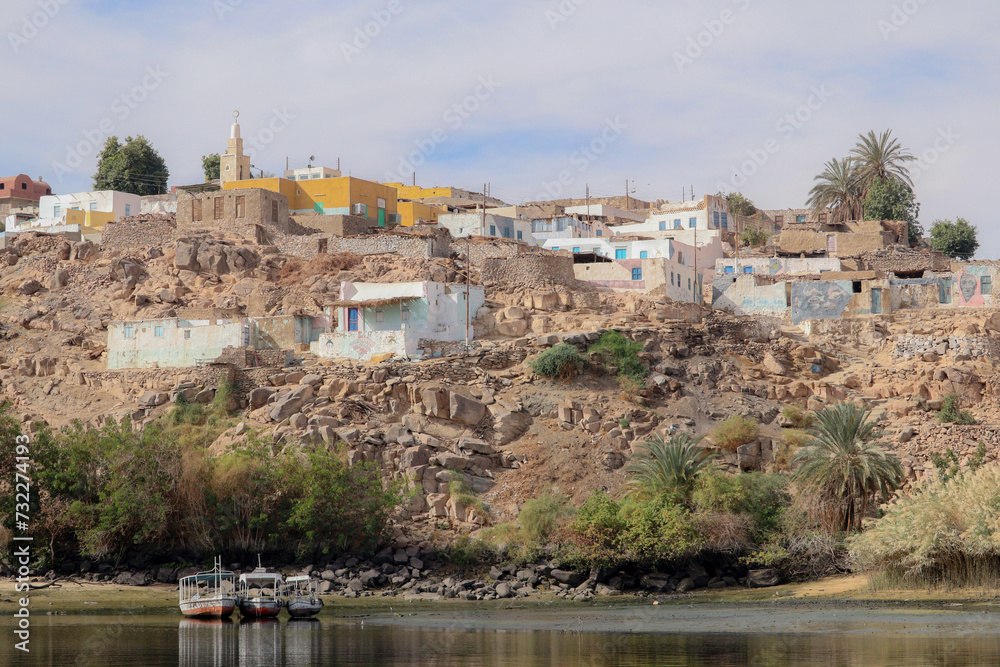 colorful houses in real nubian village in Aswan