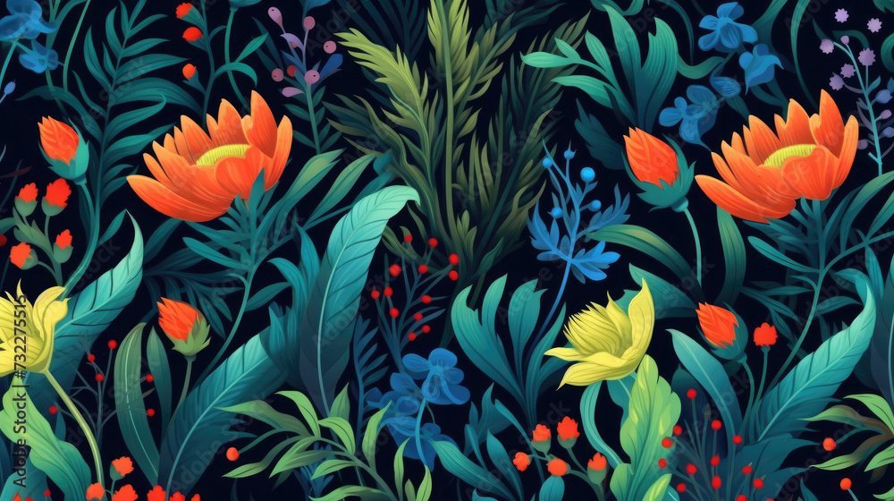 Patterns from stylized plants, herbs, and flowers