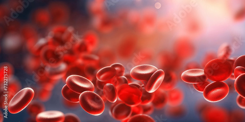 Close up of red blood cells. Erythrocytes. Bloodstream.