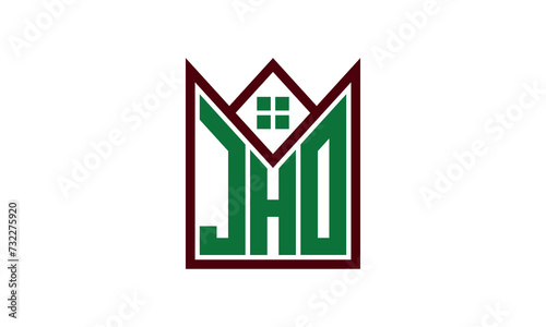 JHO initial letter real estate builders logo design vector. construction ,housing, home marker, property, building, apartment, flat, compartment, business, corporate, house rent, rental, commercial