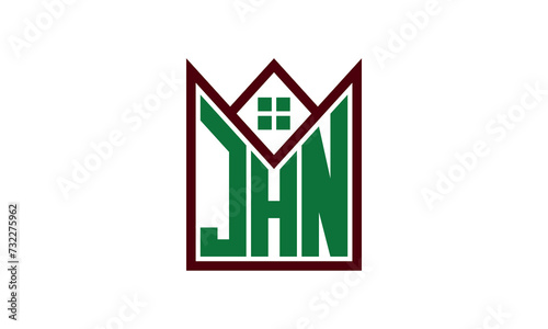 JHN initial letter real estate builders logo design vector. construction ,housing, home marker, property, building, apartment, flat, compartment, business, corporate, house rent, rental, commercial photo