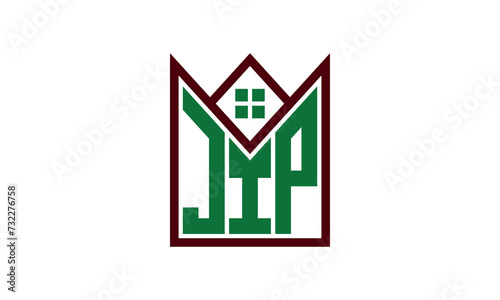 JIP initial letter real estate builders logo design vector. construction ,housing, home marker, property, building, apartment, flat, compartment, business, corporate, house rent, rental, commercial