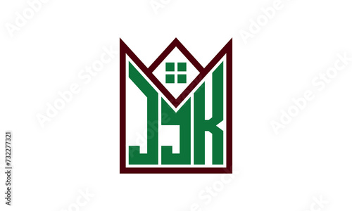 JJK initial letter real estate builders logo design vector. construction ,housing, home marker, property, building, apartment, flat, compartment, business, corporate, house rent, rental, commercial photo