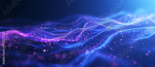 Creative Abstract Minimalist Technology Background with Glowing Circuits  Lines  and Dots in Shades of Blues and Light Purple Accents. Ai generated