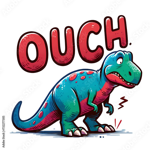 T Rex funny cartoon design in a vibrant vector illustration style  incorporating elements like dinosaurs