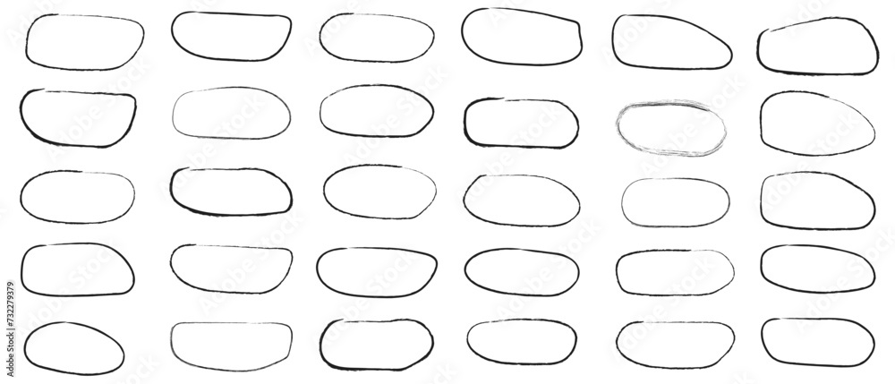 Hand drawn circle sketch set doodle. Pencil line vector. Hand drawn circle line sketch set. Vector circular scribble doodle round circles for message note mark design element. Pencil graffiti  3 3 3 - obrazy, fototapety, plakaty 