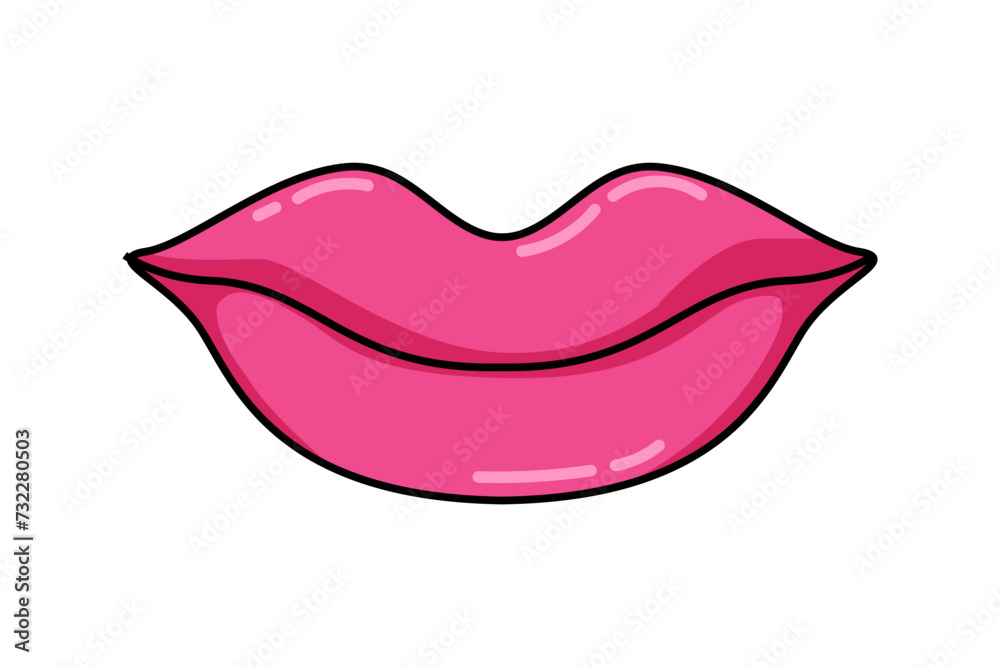 Pink Lips Funny Flat Sticker Design
