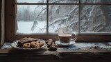 chocolate chip cookies and milk and coffee. Generative AI