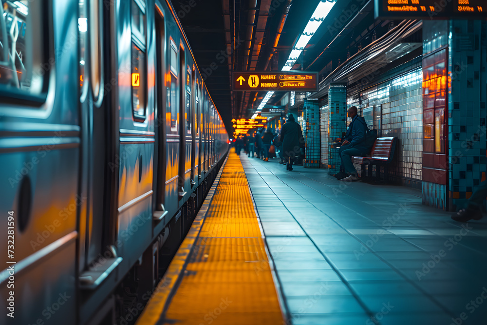 Train Arriving at New York Subway Station