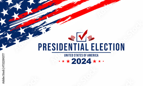 USA 2024 Presidential Elections Event Banner  background  card  poster design. Presidential Elections 2024 Banner with American colors design and typography. Vote day  November 5. US Election.