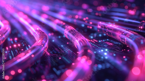Glowing data cables transferring information background