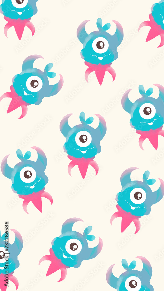 cute monster bacground pattern