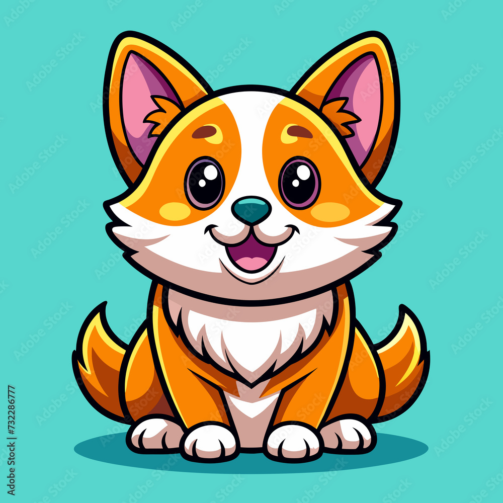 Logo featuring a chibi dog, isolated on a solid color background, Generative AI.