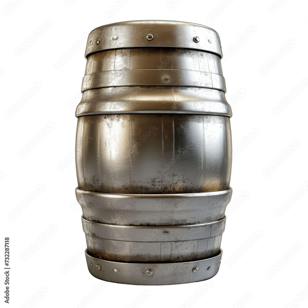 Fototapeta premium Metal Beer Keg Isolated on Transparent or White Background, PNG