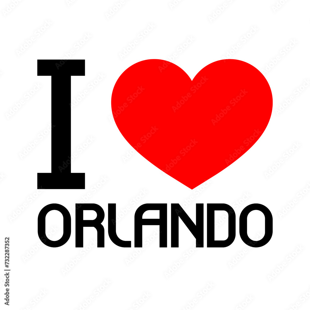 Black Red White Text I Heart Love Orlando city Vector EPS PNG Clip Art on white Background