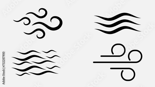Blowing wind line icon. Windy weather symbol illustration. Windy blow outline collection.