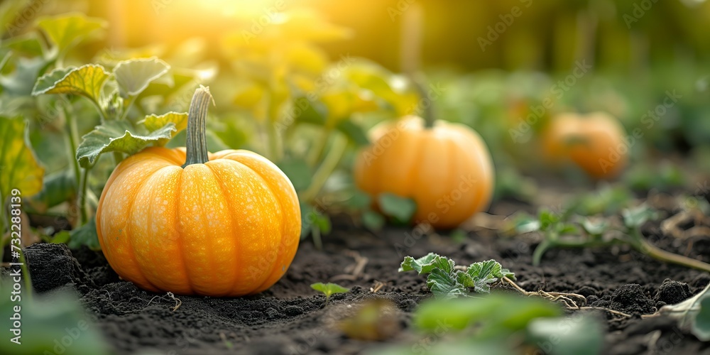 Pumpkin growing in the field. Harvesting pumpkin in autumn. Pumpkin growing in the field. Harvesting pumpkin in autumn.