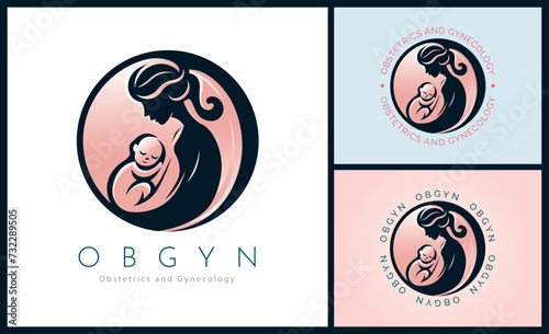 OBGYN obstetrics and gynecology clinic mom and baby pregnancy logo template design for brand or company and other