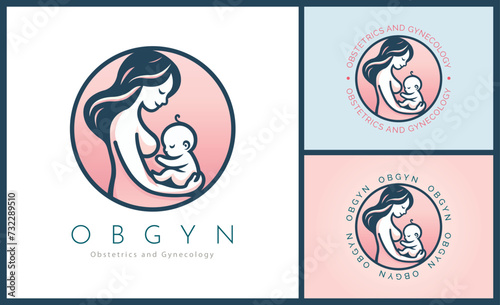OBGYN obstetrics and gynecology clinic mom and baby pregnancy logo template design for brand or company and other