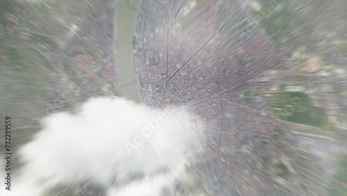 Zoom from space on Budapest - Hungary
