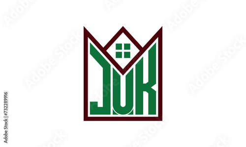 JUK initial letter real estate builders logo design vector. construction ,housing, home marker, property, building, apartment, flat, compartment, business, corporate, house rent, rental, commercial