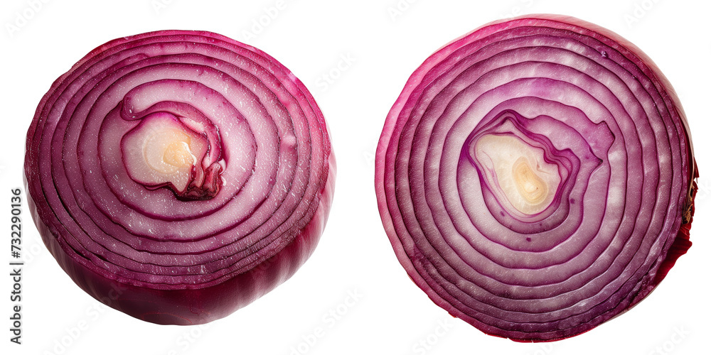 Red Onion Slices Set Isolated on Transparent or White Background, PNG Red Onion Slices Set Isolated on Transparent or White Background, PNG