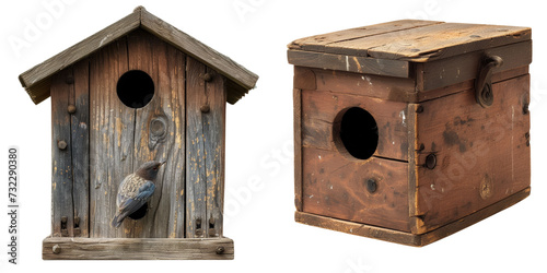 Bird Boxes Set Isolated on Transparent or White Background, PNG photo