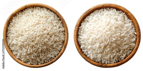 White Rice Set Isolated on Transparent or White Background, PNG photo