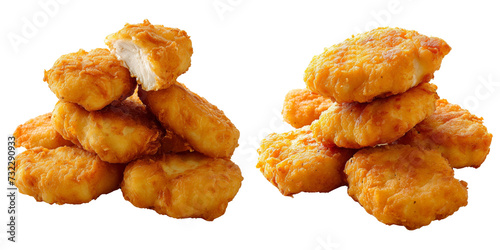 Crispy Chicken Nugget Set Isolated on Transparent or White Background, PNG