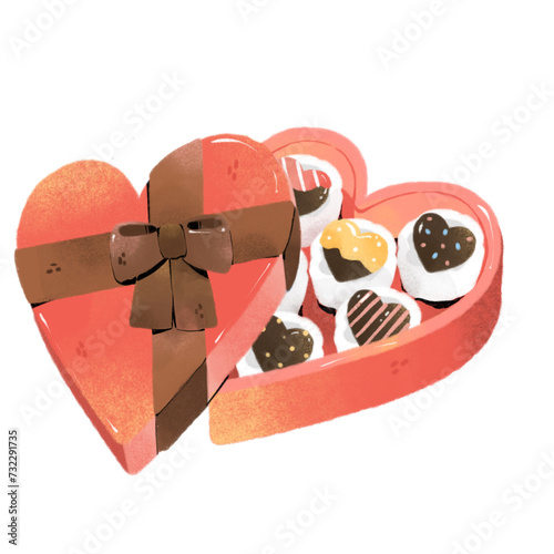 watercolor pink heart-shaped chocolate box in Valentine's theme Clipart or PNG