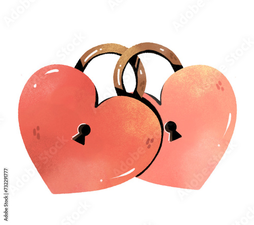 watercolor pink heart-shaped lock in Valentine's theme Clipart or PNG
