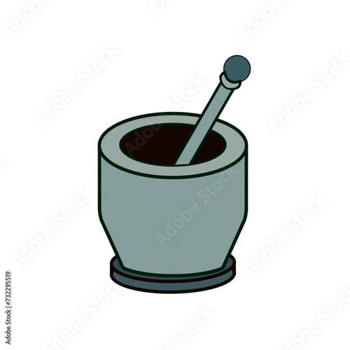 mortar and pestle of a chemist illustration on a white background hand-drawn close-up