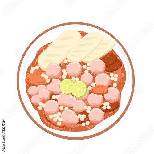 Spicy bakso aci indonesian food illustration