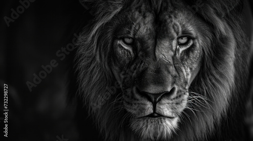 Majestic lion in monochrome  wildlife and animal power