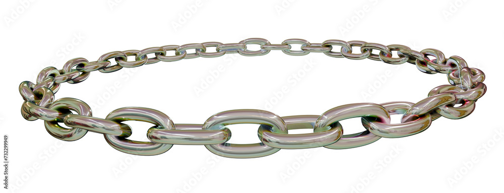 Abstract Flow: Metallic chains dance in a dynamic 3D circle, rendered with transparent background for captivating design freedom. Abstract Flow: Metallic chains dance in a dynamic 3D circle, rendered with transparent background for captivating design freedom.