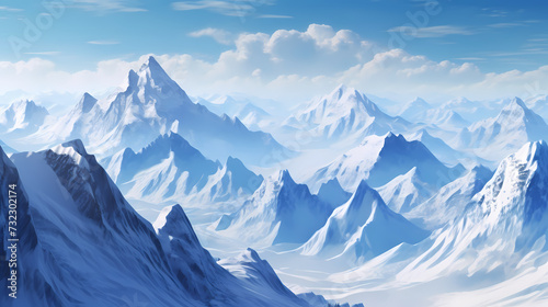 Stunning mountains, panoramic peaks PPT background © xuan